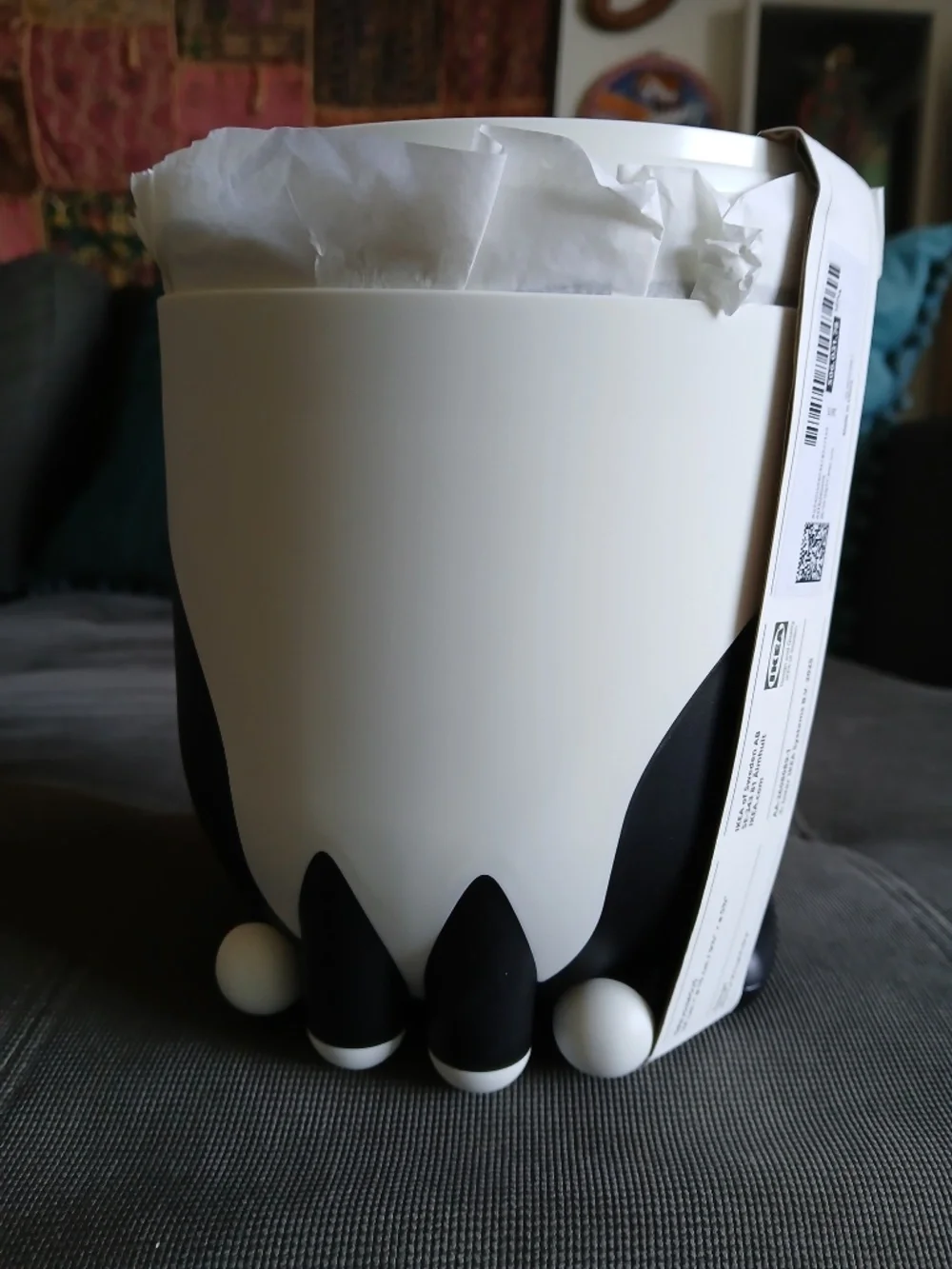 NEW IKEA GREJSIMOJS Cat Shaped Storage Box - Black / White w/Tags
